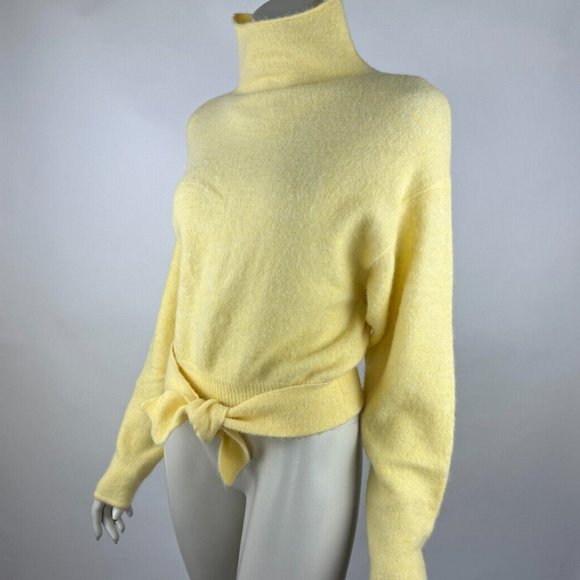 Wilfred Lorin‎ Sweater Women XS Long Sleeve Stretch Alpaca Wool Turtleneck Tie - Picture 3 of 13